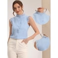 thumbnail image 2 of Unique Bargains Women's Sleeveless Button Up Solid Color Ruffle Blouse S Light Blue, 2 of 5