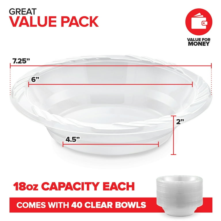 Stock Your Home 18oz Deep Disposable Dessert Bowls (40-Count