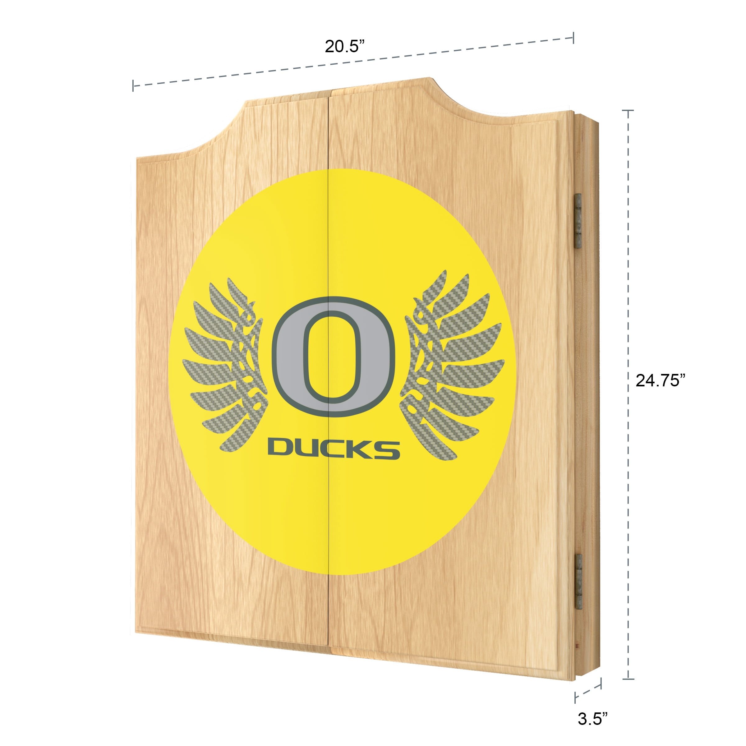 University of Oregon Wings Dart Board Cabinet Set with 6 Steel Tip Darts