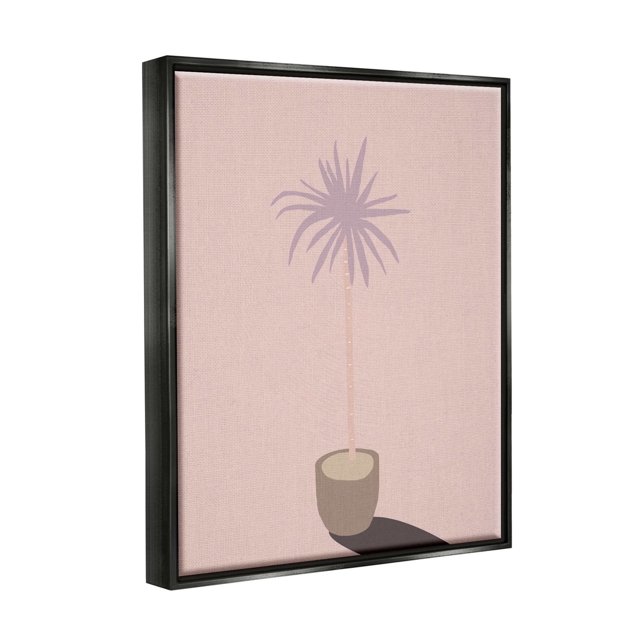 Pink Potted Palm Plant Botanical & Floral Graphic Art Jet Black Framed Art Print Wall Art
