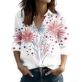 thumbnail image 2 of Xdegoge 4Th of July Patriotic Button Down Shirt for Women USA American Flag Long Sleeve Collared Stars and Stripes Fireworks Graphic Relaxed Fit Summer Tops Independence Day Celebration Outfits, 2 of 5