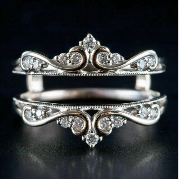 Pretty Classic 2.00CT Round Cut Simulated Diamond Women's Wedding Enhancer Ring 14K White Gold Plated 925 Silver
