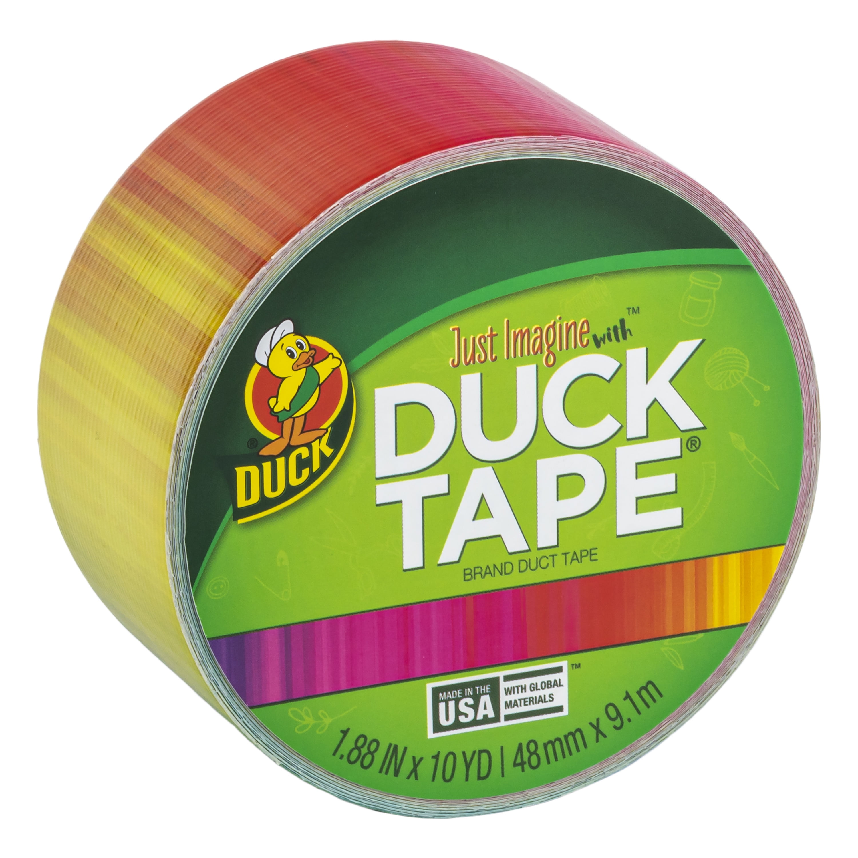 Duck BRAND 281496 Printed Duct Tape Rainbow 1.88 Inches X 10 Yards Single  for sale online