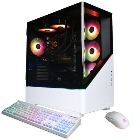 CyberPowerPC Gamer Supreme Gaming Desktop, AMD Ryzen 7 9700F, AMD Radeon RX 9060 XT 16GB, 16GB DDR5, 1TB SSD, White, SLC8300WST