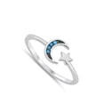thumbnail image 4 of CHOOSE YOUR COLOR Simulated Turquoise Moon Star Open Ring .925 Sterling Silver Band Blue CZ Female Size 8, 4 of 4