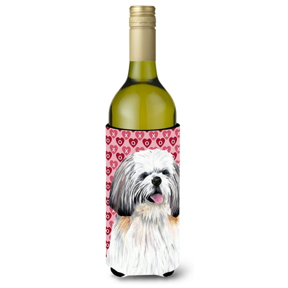 Carolines Treasures SC9256LITERK Shih Tzu Hearts Love and Valentines Day Portrait Wine Bottle Hugger Wine Bottle