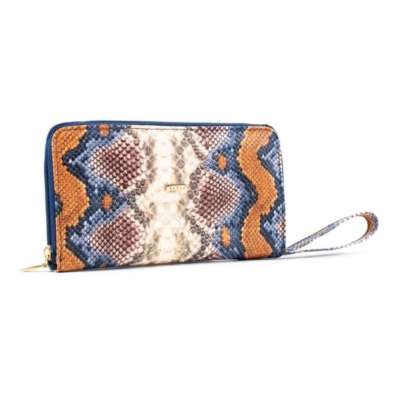 Cartera Monedero Sintética Tarjetero Azul Serpiente Yayas Yaya's Cartera Serpiente