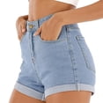 thumbnail image 2 of Wevis Women's High Waisted Denim Shorts, Classic Jean Shorts with Rolled Cuff Hem, Five Pocket Casual Summer Shorts, 2 of 4