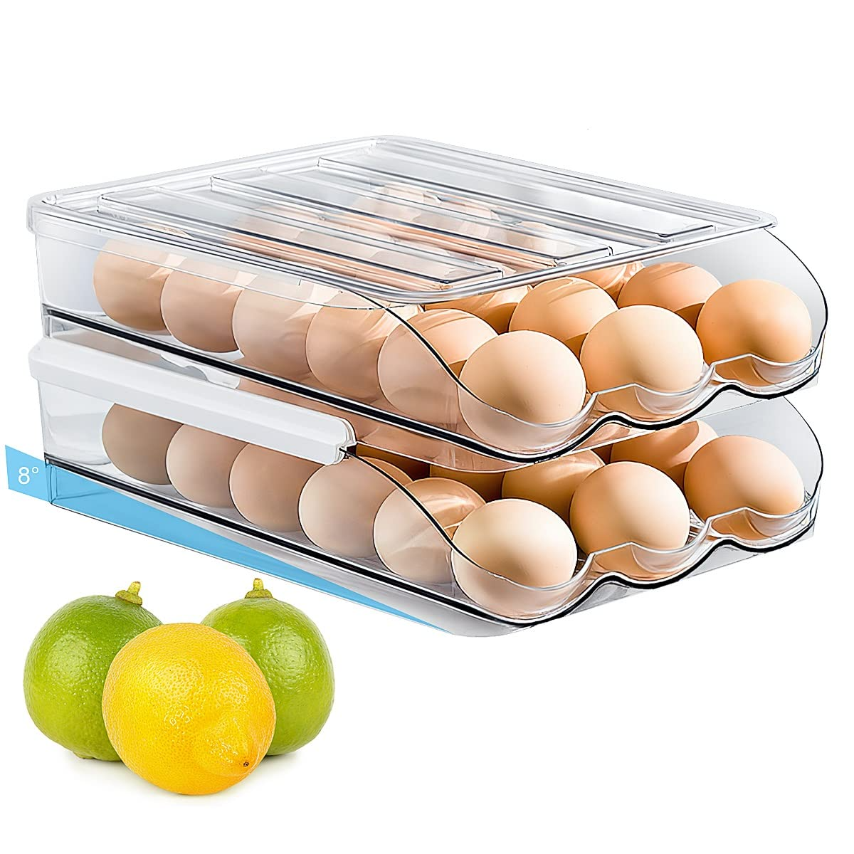 Egg Storage for Fridge, Allnice Auto Rolling Egg Holder for Fridge, 2