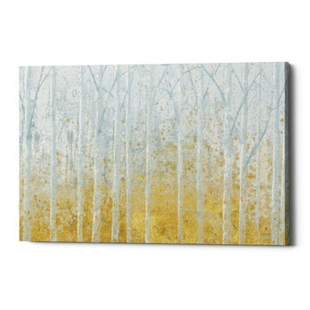 - Red Barrel Studio 'Silver Water Gold' Framed Oil Painting Print on Canvas