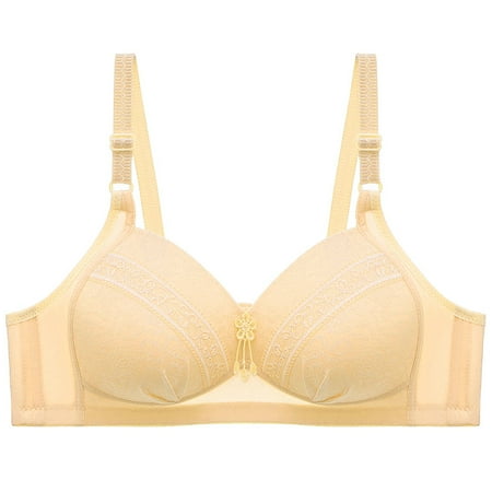 

Qiaocaity Women Bras High Support Underwear Woman s Solid Color Comfortable Hollow Out Perspective Bra Underwear No Rims Beige 4XL