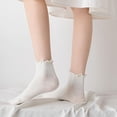 thumbnail image 3 of lanema 5 Pairs Women Vintage Black White Cotton Socks Student Casual Frilly Ruffle Trim Ankle Socks Hosiery, 3 of 18