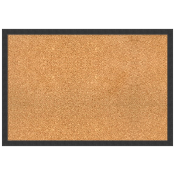 Amanti Art Natural Cork Board Wood Framed Mezzanotte Black Bulletin Board 38 in. x 26 in.