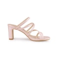 thumbnail image 3 of BLISSFUL STEP Women's Slip-On Crisscross Strap Block Heels Sandals Bling Pink (Size 6), 3 of 6