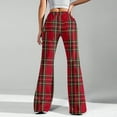 thumbnail image 6 of Women's Fashion Loose Drawstring Waist Plaid Printed Casual Sports Flared Pants, Elastic Joggers Sweatpants, Stylish Yoga Pants for Women,Red,XL, 6 of 8