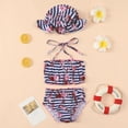 thumbnail image 2 of Qiylii 3Pcs Toddler Baby Girl Split Swimsuits Outfits Infant Bathing Halter Tops Bikini Shorts Set Swimwear Hat Sunsuit, 2 of 9