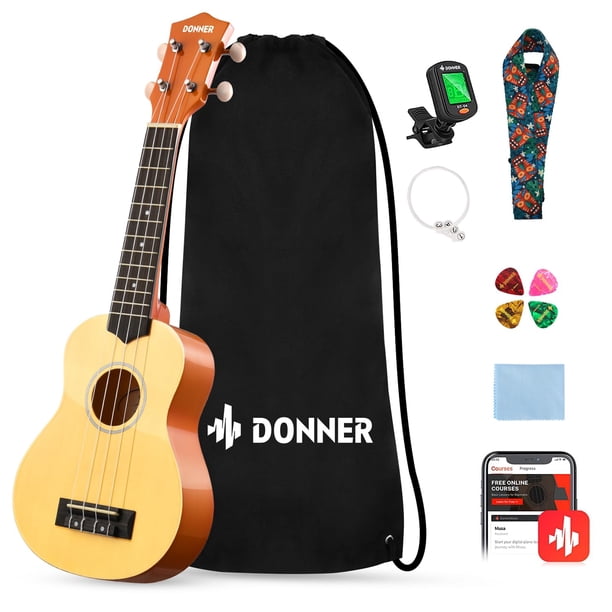 Paquete de ukelele Donner Soprano de 21 pulgadas para principiantes