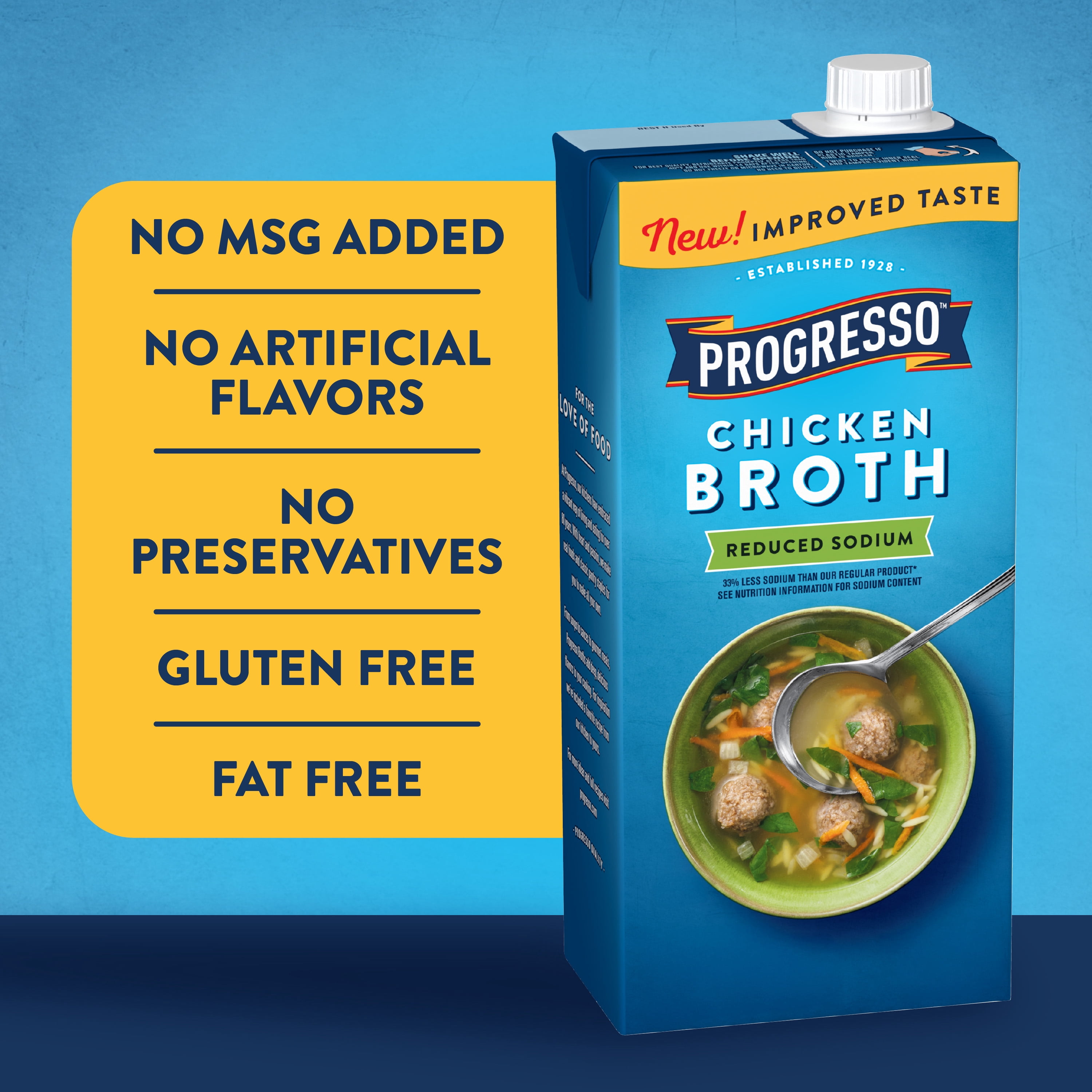 (12 pack) Progresso Chicken Broth, Reduced Sodium, Gluten Free, 32 oz