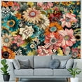 thumbnail image 4 of ONETECH Colorful Floral Tapestry Boho Flower Wall Hanging Multi Color Bohemian Flowers Plant Tapestries Botanical Nature Scenery Aesthetic Tapestry Decor for Bedroom Home Party, 4 of 6