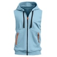 thumbnail image 5 of Evdexr Mens Sleeveless Hoodies Zip Up Tank Tops Solid Drawstrings Running Hooded Pullover Zipper Loose Fit Lightweight Muscle Fit Sweatshirts Light Blue L, 5 of 5