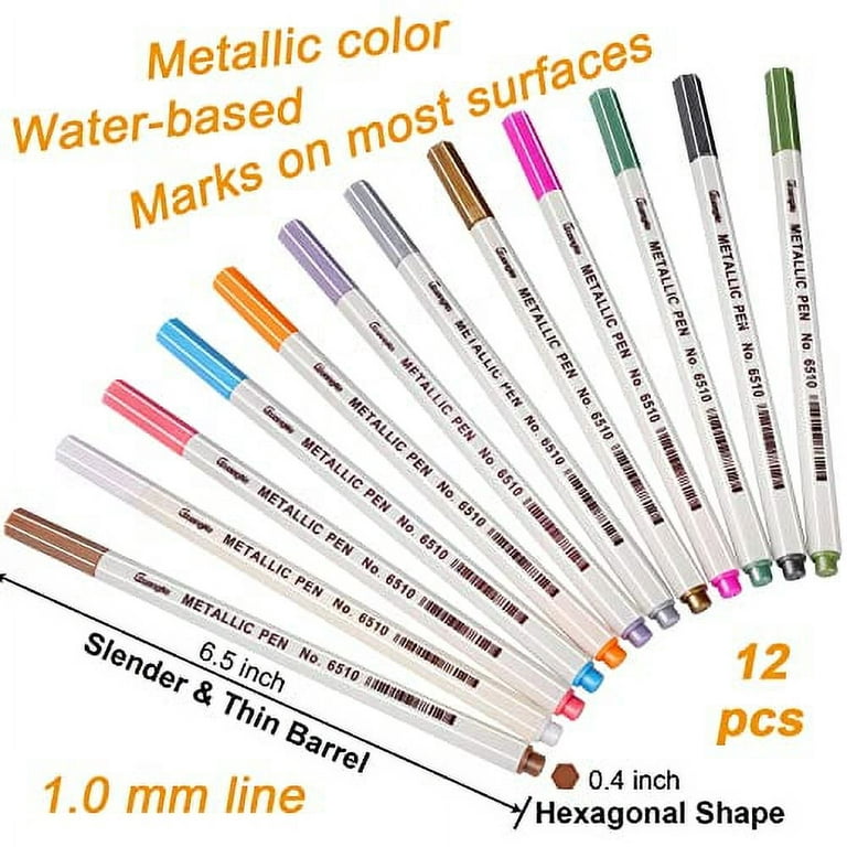 Sunshilor Metallic Markers Fine Point Metallic Marker Pens for Black P –  glytterati