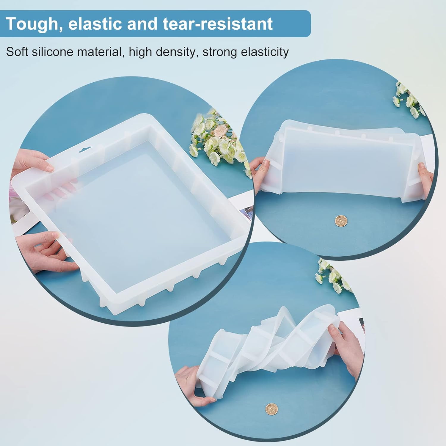 Large Square Mold 3000ml Cube Silicone Mold Swirling Making Tool Resin Casting Molds for Flowers Bouquet Preservation Resin Epoxy Making Candle Wax Homemade Soap 101oz 11.6x10x1.9inch