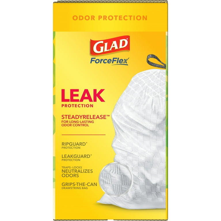 GLAD ForceFlex Tall Drawstring Trash Bags, 13 Gallon White Trash Bags for  Tall Kitchen Trash Can, Gain Original Scent to Eliminate Odors, 40 Count  TRV252538 40 Count (Pack of 1)