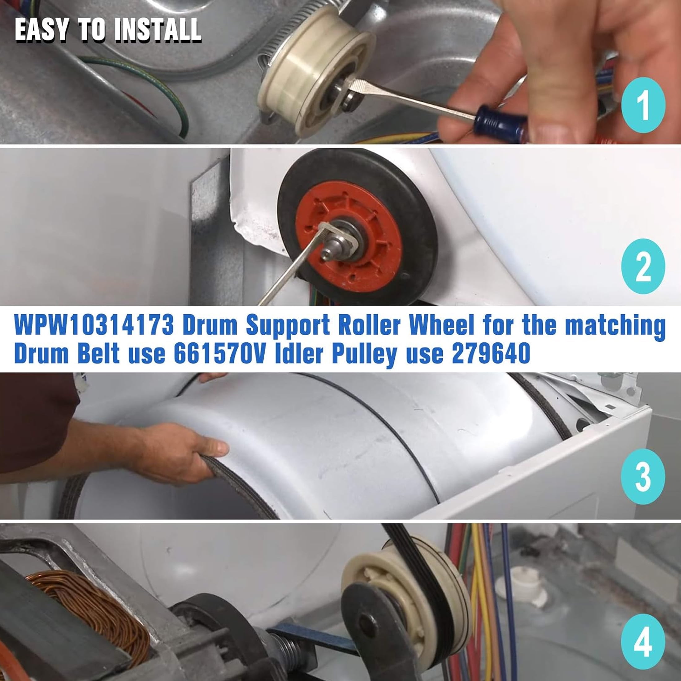 Dryer Repair Kit 4392067 and Dryer Idler Pulley W10837240 for Whirlpool Maytag Admiral Kenmore Dryer Replaces 4392067VP 80047 587637 AP3109602