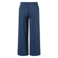 thumbnail image 3 of Kids Girls Solid Color Capri Pants Ankle Length Summer Casual Wide Leg Elastic Waist Linen Blend Cropped Bottoms for Beach and Daily Wear Navy 6 Years-7 Years, 3 of 4