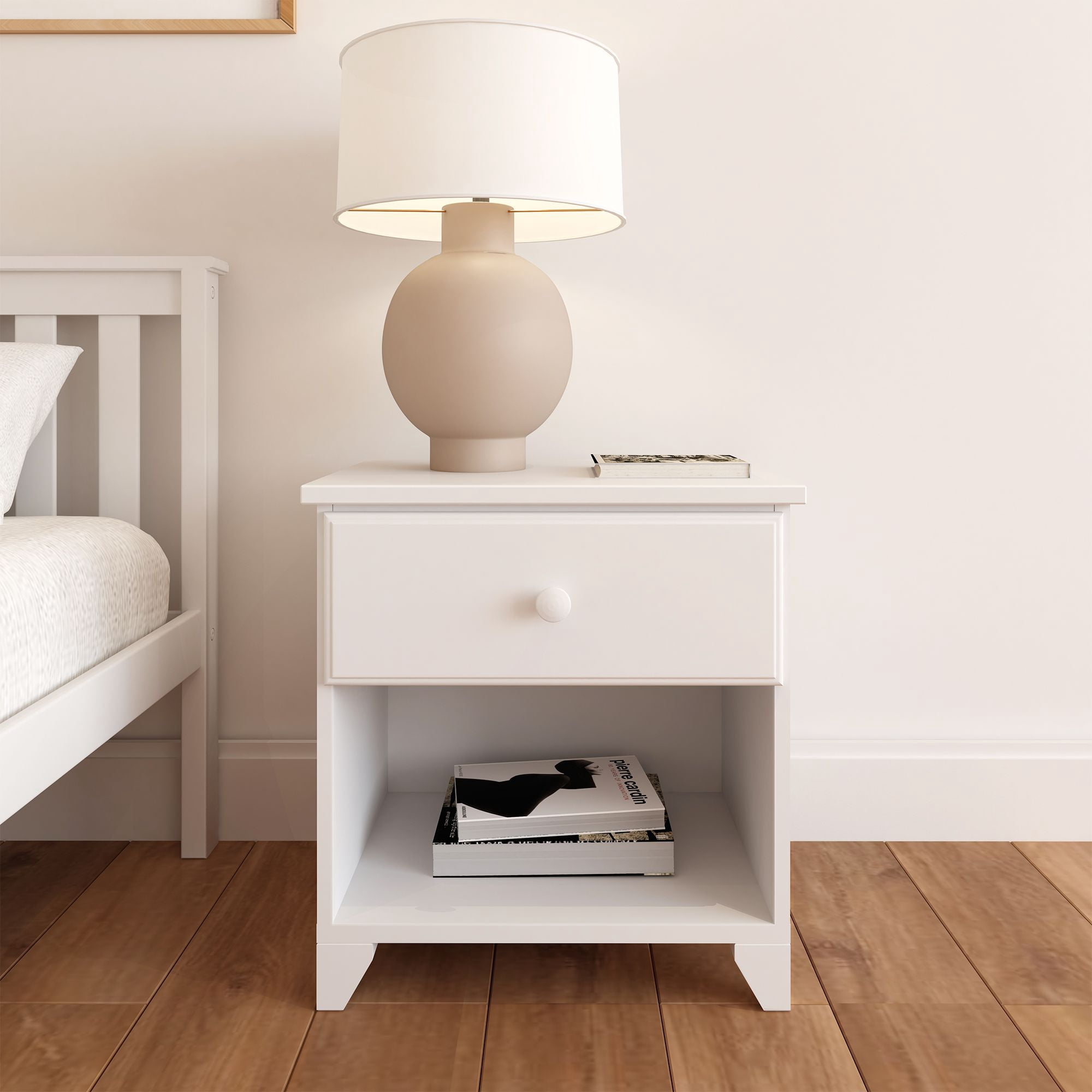 Plank+Beam Solid Wood Nightstand with 1 Drawer for Bedroom