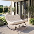thumbnail image 5 of Oversized Outdoor Rocking Chair with Thick Cushion, Wicker Papasan Rocking Chair for Patio Garden, Heavy Duty Metal Frame 450 lbs Capacity, Reading Lounge Chair for Indoor Outdoor, 5 of 6