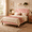 Pink02, variant on Gewnee Full Size Bed Frame,Velvet Platform Bed,Upholstered Bed with Square Tufted Headboard,No Box Spring Required,Pink