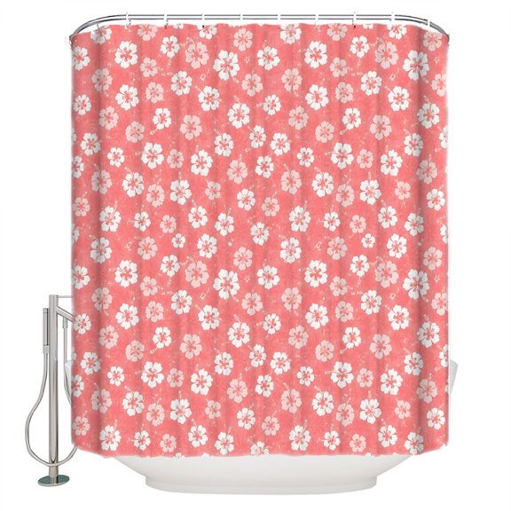 Pink Flowers Bathroom Shower Curtains with 12 Hooks Polyester Waterproof Shower Curtain for Stalls and Bathtubs Farmhouse Rustic Botanical Floral Pattern Decorative Bathroom Curtain 72x78 Inches