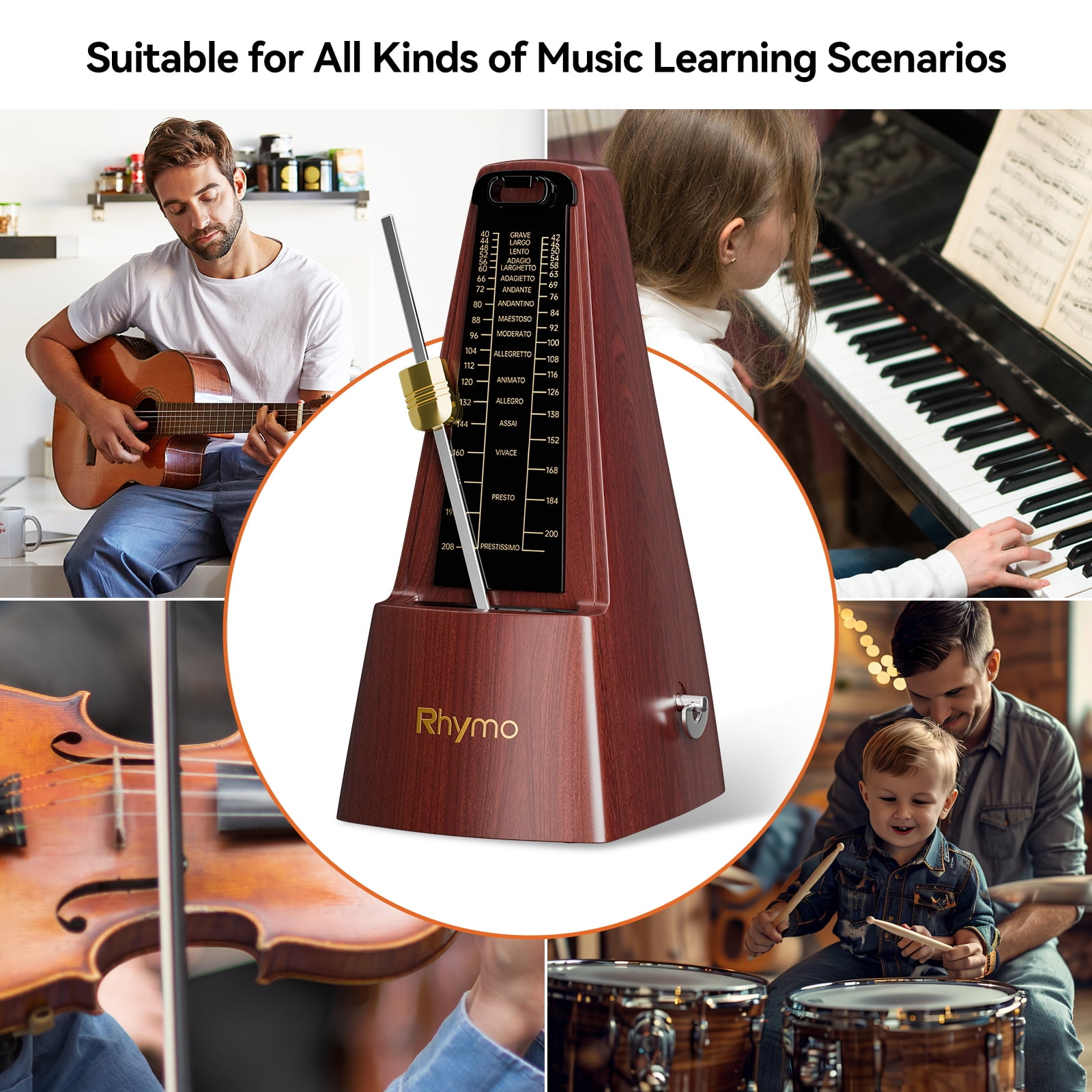 Mechanical Metronome for Piano, Guitar & Violin, Universal Metronome Instrument  Practice Tool, Classic Wind-Up Design, Loud Sound for Beginners
