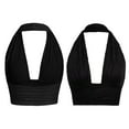 thumbnail image 3 of Women'S Backless Crop Halter Pullover Summer Deep V Neck Sleeveless Vest Black M, 3 of 6