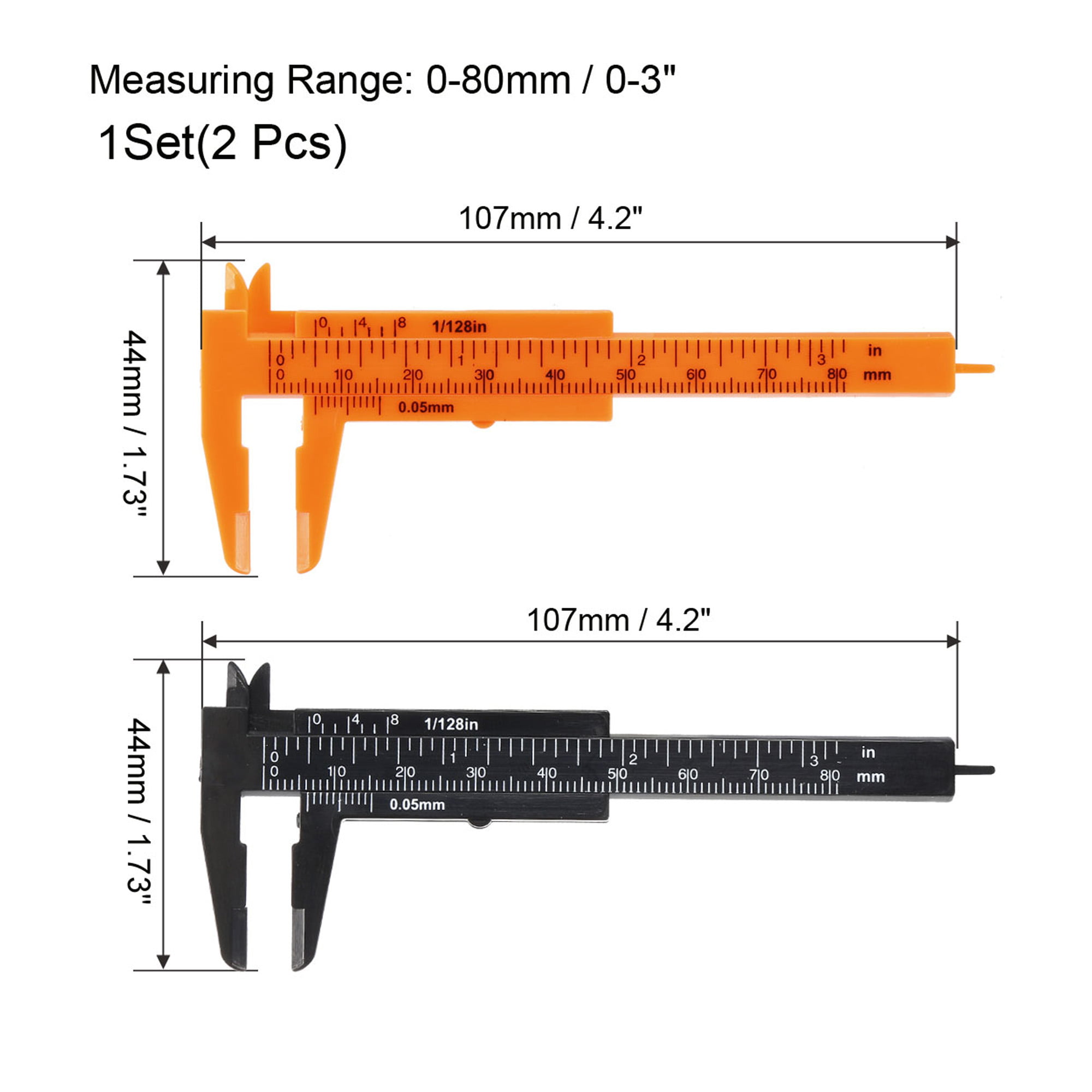 Details about   2pcs Plastic Precise Vernier Scale Caliper metric imperial 0-3.15''/ 80mm
