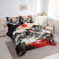 thumbnail image 2 of Metsweet Japanese Scenery Full Size Bedding Sets 7 Pieces, Animal Crane Full Size Bed in a Bag, Black Red White,Black Reversible, 2 of 6
