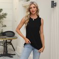 thumbnail image 2 of EASYBRAUS Women Sleeveless Crewneck Side Slit Loose Fit T Shirt Summer 2025 Casual Tunic Top, 2 of 8