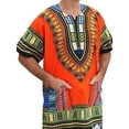 thumbnail image 1 of Frontwalk Men T Shirts Hippie Summer Tops Tribal Festival Dashiki T-Shirt Mens Casual Tee African Print Blouse Orange XS, 1 of 2