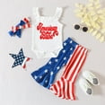 thumbnail image 2 of Quealent Baby 4th of July Outfit Baby Girl Little Girl Short Sleeve Romper Tops Independence Day Set Shorts Pants Summer Outfits Blue,3-4 Years, 2 of 5