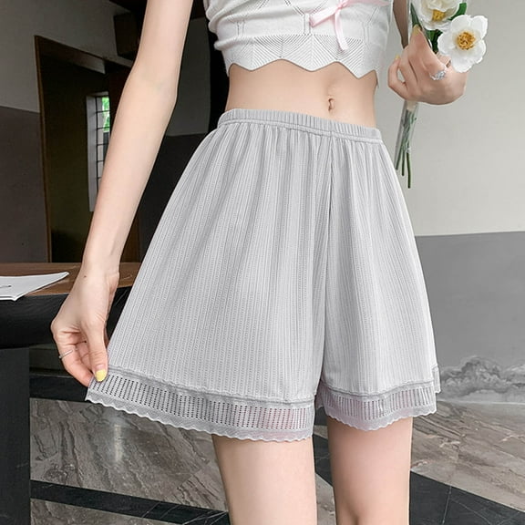 Rezuofi Womens Slip Shorts Lace Trim Pettipants Bloomers Split Skirt Culottes Half Slips Under Dresses Shorts for Women