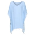 thumbnail image 4 of asdoklhq Womens Plus Swimsuit Cover-ups,Women's Trim Kaftan Chiffon Tassels Swimwear Beach Loose Bikini Cover Up Tops, 4 of 6
