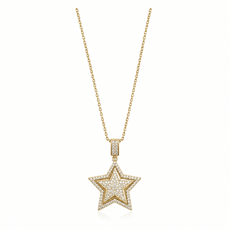 Apex Global Hub - Five Point Star Pendant Necklace with Sparkling Accents Elegant Chain Jewelry for Women Everyday Wear Special Occasions One Size