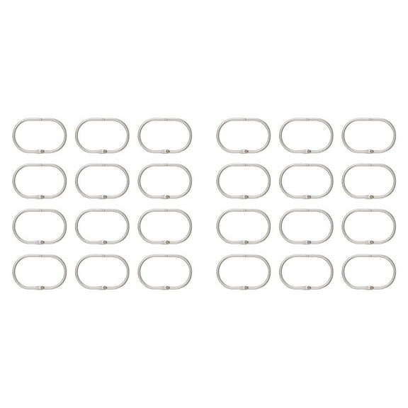 24 Pcs Open Shower Curtain Hook Rings Oval Hanging for Rod Hooks Metal Bathroom Silver
