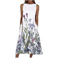 thumbnail image 1 of Fridja Robe Longue d'Été Décontractée Sans Manches à Col Rond Imprimé Floral pour Femmes, 1 of 4