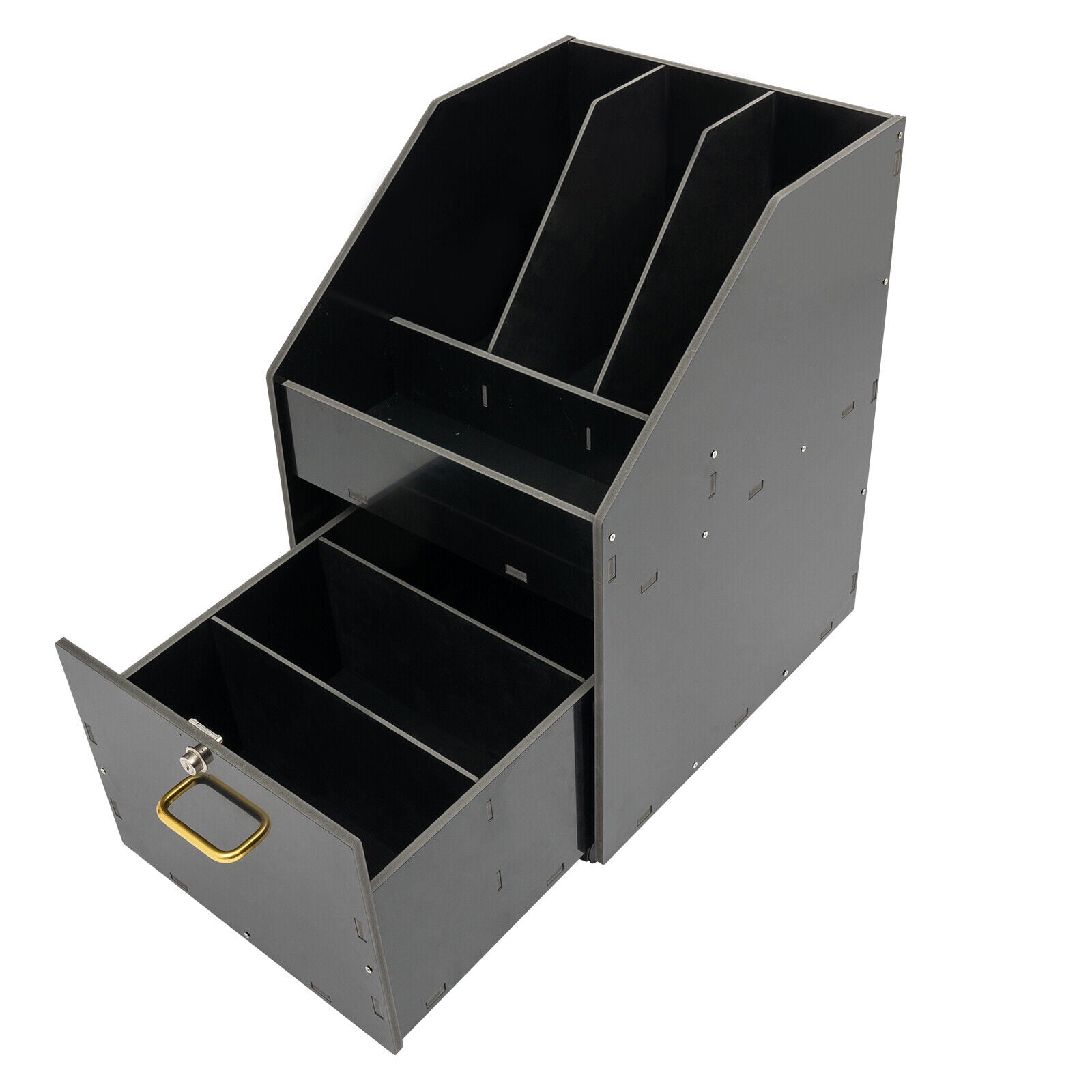 Mobile File Organizer W/Lock Under Desk Rolling File Cabinets Wood File Holder Black