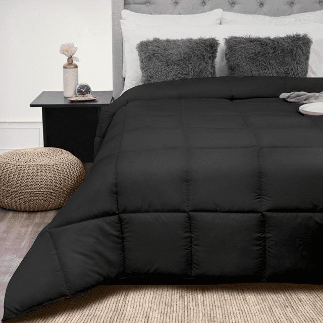 TESSO HOME Edredón Acolchado Extra Grande Hipoalergénico Relleno Suave de Microfibra Down Alternative Ideal para Todo el Año Uso como Edredón o para Funda Duvet MAT Negro