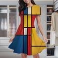 thumbnail image 2 of Mondrian Inspired Women's Classic Swing Skater Dress Casual Work Party Cocktail Dresses, 2 of 6