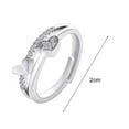 thumbnail image 6 of sunsanly Women Open Ring Rhinestone Heart Adjustable Hollow Smooth Romantic Love Polished Anniversary Gift Wedding Ring Daily Prom Finger Ring Jewelry, 6 of 8