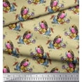 thumbnail image 3 of Soimoi Beige Poly Georgette Fabric Leaves,Floral & American Robin Bird Print Fabric by Yard 42 Inch Wide, 3 of 3